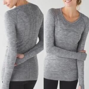 Lululemon Long Sleeve Swiftly Tech Shirt Gray Size 8 Heathered Grey Run Workout